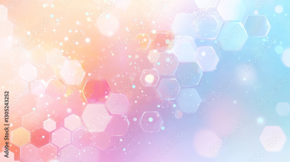 Poster abstract background with hexagons and soft colors, ideal for website or app design