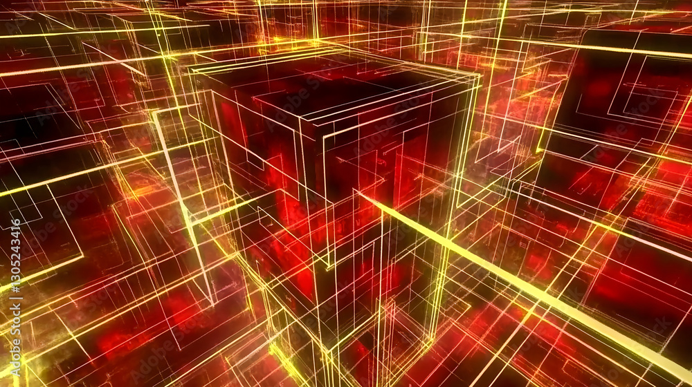 Poster dynamic 3d data visualization virtual reality space digital art abstract environment aerial view tec