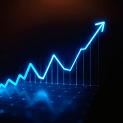  financial growth chart with neon blue lines against a dark background | generative AI