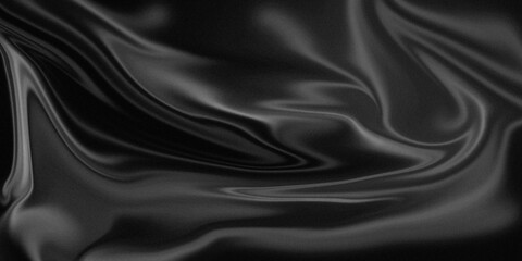 Black and white abstract background with grain effect. Silk black fabric texture.