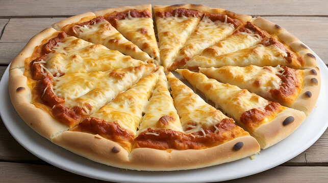 Homemade cheese pizza and tarantella sauce
