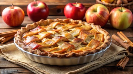 Flaky crust topped with a sweet and tangy mixture of golden brown apples, cinnamon