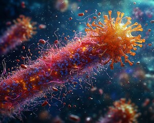 Microbe interaction, microscopic view