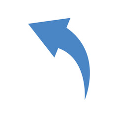 Long blue curve arrow icon vector illustration. Blue curve arrow icon, long arrow icon, curve arrow