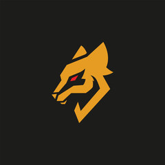 A fierce, angular wolf head logo in bold yellow with a striking red eye on a dark background. The sharp design conveys aggression, power, and a modern, tactical aesthetic.
