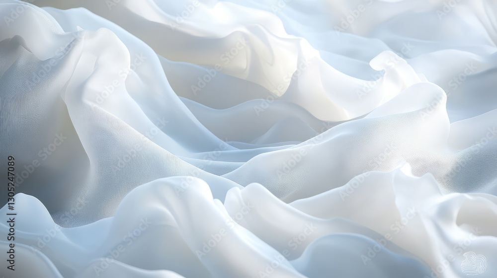 Aufkleber ethereal flow of translucent white fabric creating gentle curves and soft textures, ideal for fashio