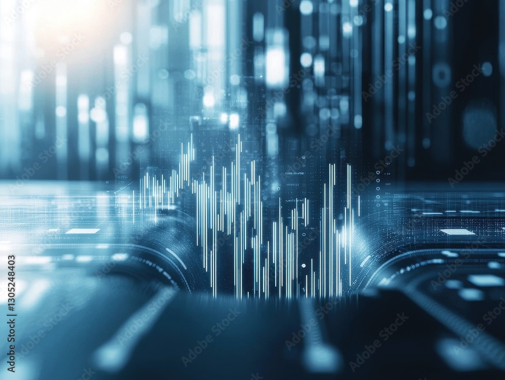 Aufkleber data mining and insights, futuristic digital landscape with data streams and vibrant light effects.