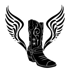 Winged Cowboy Boot - Western Vector Illustration