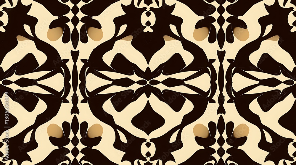 Poster decorative abstract pattern: an intricate, repeating abstract pattern in a harmonious blend of beige