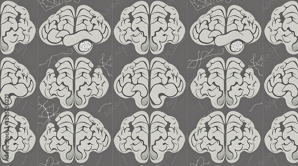 Poster brain pattern: a pattern of human brains on a dark background, with delicate lines subtly embellishi