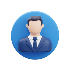 Variety of 3D Male Icon Characters with Suit inside Circles Isolated