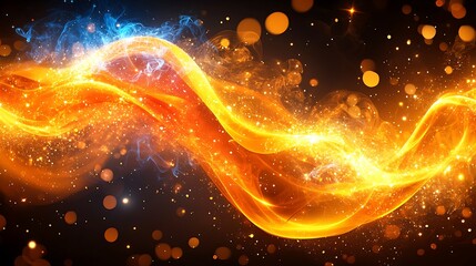 Fiery Wave Energy Sparkles Dark Background
