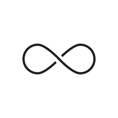 infinity symbol black - simple with discontinuation - isolated - vector