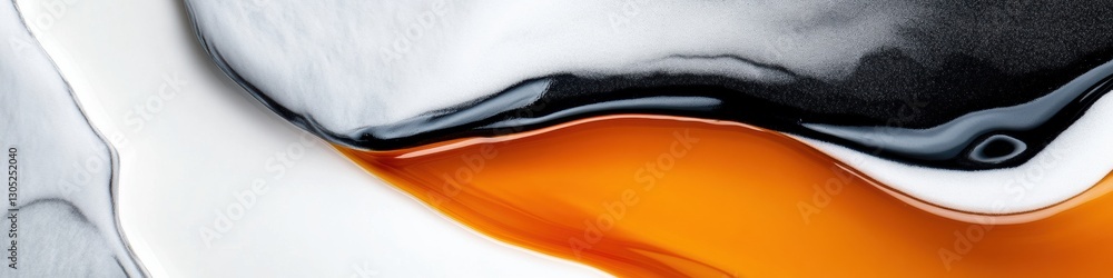 Poster Dynamic Fluid Abstraction Minimalist Orange and Monochrome Wave Motion - Contemporary Design Element for Digital Branding and Creative Visual Communication