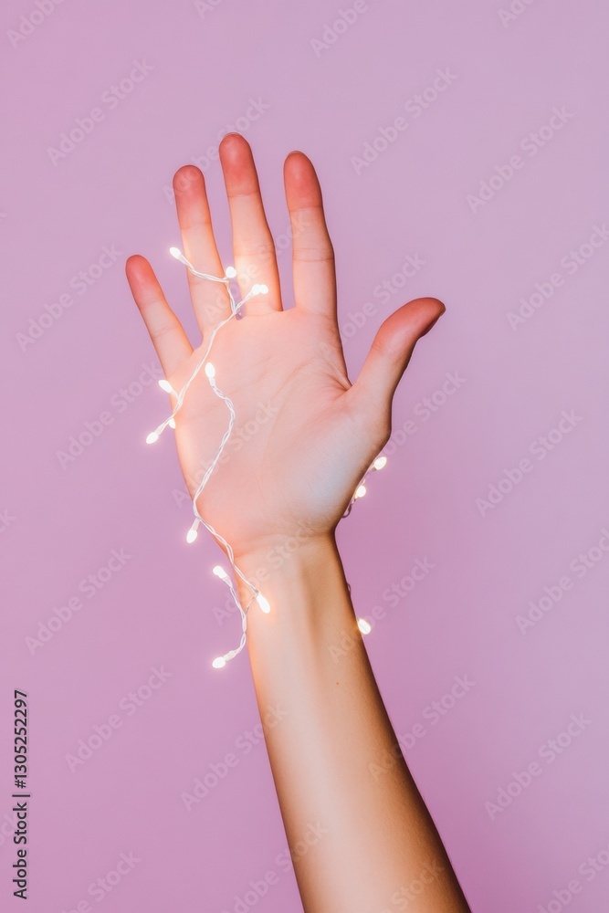 Aufkleber Luminous Digital Connection Ethereal Human Hand with Glowing Network Nodes - Innovative Tech Visualization for Transformative Marketing Campaigns