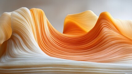 Abstract orange wave, flowing texture, studio backdrop, design element