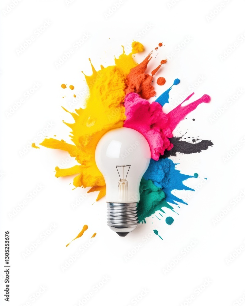 Aufkleber vibrant creative thinking dynamic conceptual lightbulb with color burst - innovative entrepreneurshi