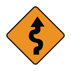 Dangerous curves ahead road Sign vector isolated on a white background