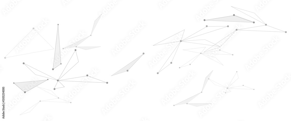 Aufkleber Vector network in light grey and color with triangle lines and dots. illustration of minimalistic design with connecting the dots and lines.