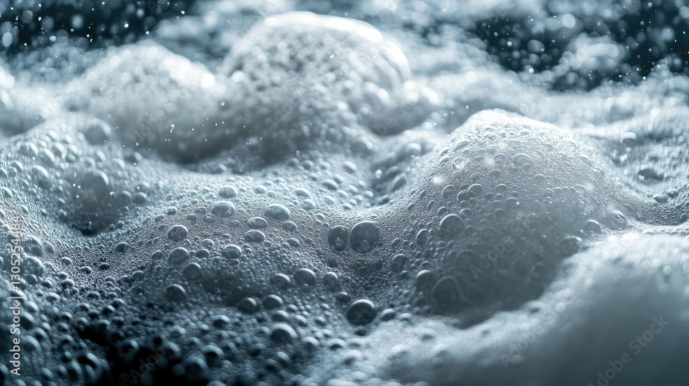 Aufkleber close-up of water bubbles creating textured foam in a dynamic flow, capturing nature's fluidity and 