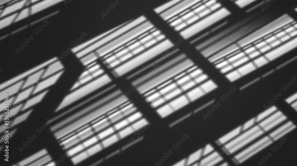 Poster geometric harmony: a captivating monochrome interplay of light and shadow dances across a structured