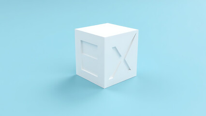 Obraz premium white sketchup app icon sits pale blue background clean simple lines bright white edges digital illustration style