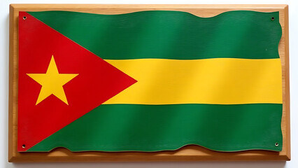 Obraz premium wooden plaque features detailed central african republic national flag