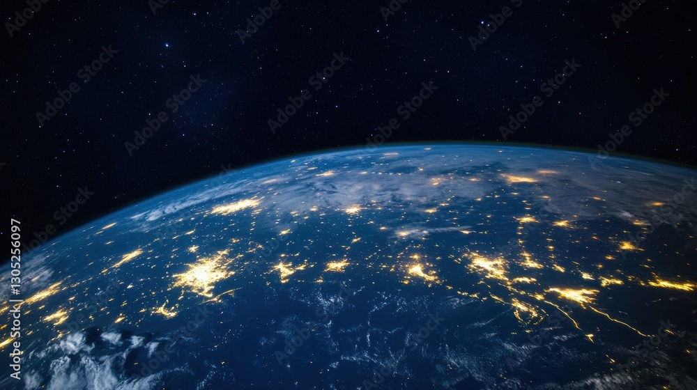 Aufkleber illuminated global connectivity cinematic earth visualization for climate tech, sustainability insig