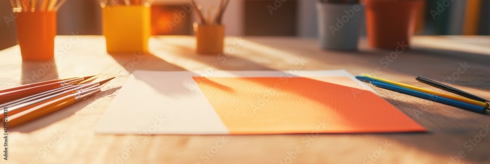 Poster collaborative learning sunrise minimalist creative workspace with warm color palette - interactive e