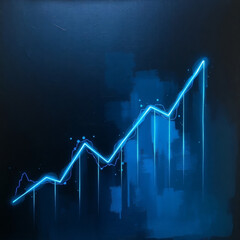 futuristic data visualization of a neon blue financial growth chart 