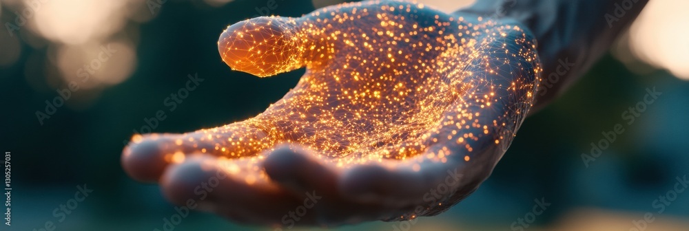 Leinwandbilder Futuristic Digital Transformation Immersive Holographic Network Visualization with Interconnected Technological Innovation for Business Evolution