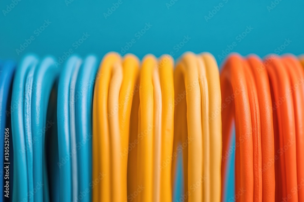 Poster Chromatic Connectivity Vibrant Network Cables Showcasing Next-Gen Digital Infrastructure Design with Minimalist Color Gradient Aesthetics for Enterprise Technology