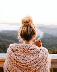 Fototapeta premium Mindful Morning Escape Cozy Millennial Wellness Retreat - Unplugged Self-Care Sanctuary with Hygge-Inspired Slow Living Aesthetics