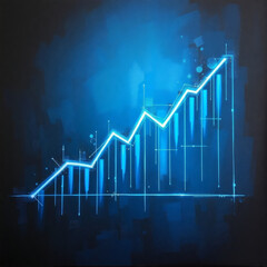 futuristic data visualization of a neon blue financial growth chart 