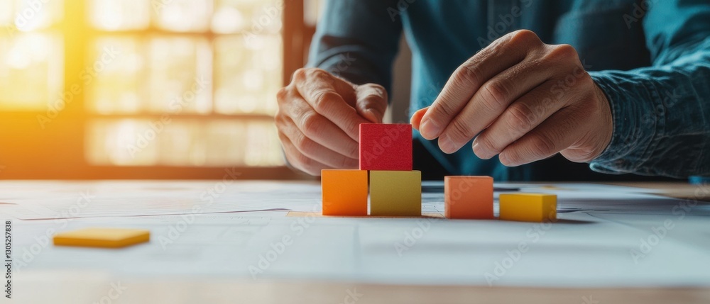 Aufkleber Strategic Innovation Visualization Minimalist Business Planning with Colorful Modular Blocks - Agile Organizational Development and Transformative Growth Methodology