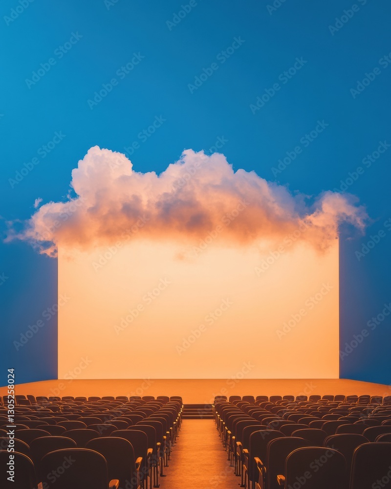 Aufkleber immersive minimalist presentation space cloud-inspired atmospheric auditorium design - innovative vi