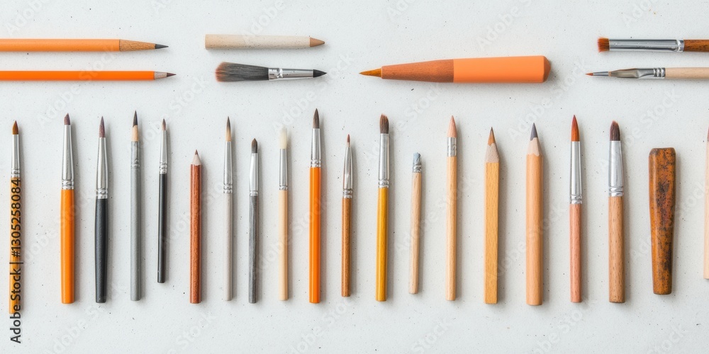 Aufkleber minimalist creative tools showcase precision art implements in monochromatic palette - inspiring des