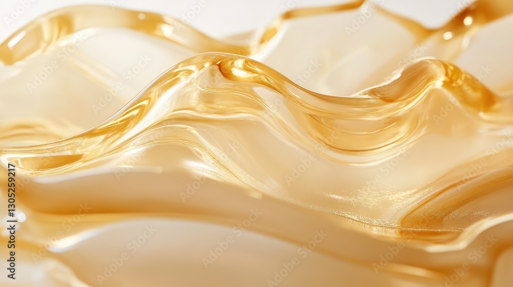 Poster glossy fluid texture with soft wave patterns in warm amber color for artistic backgrounds and produc