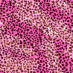 Obraz premium Seamless pattern with Pink and Black leopard print, Ai Generated