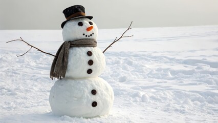 Fototapeta premium Snowman on White Background