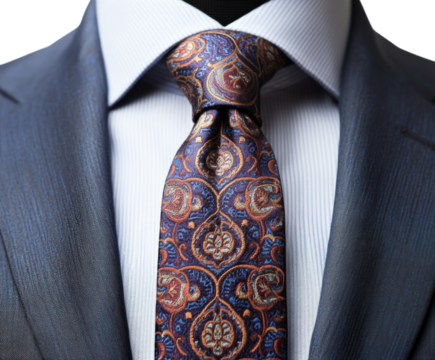 Businessman adjusts necktie in office isolated on transparent background png