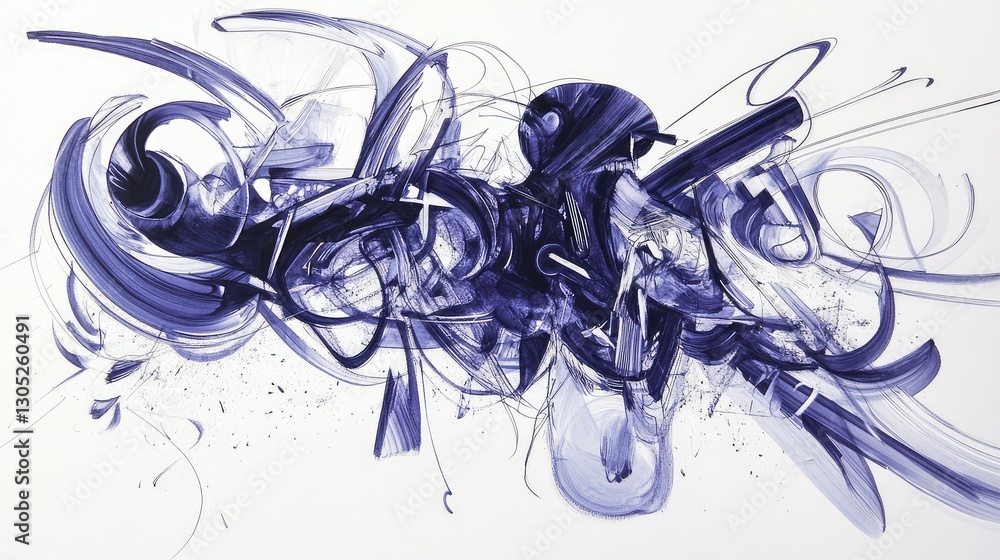 Aufkleber abstract blue and purple swirls with dynamic lines and shapes creating a vibrant and energetic compo