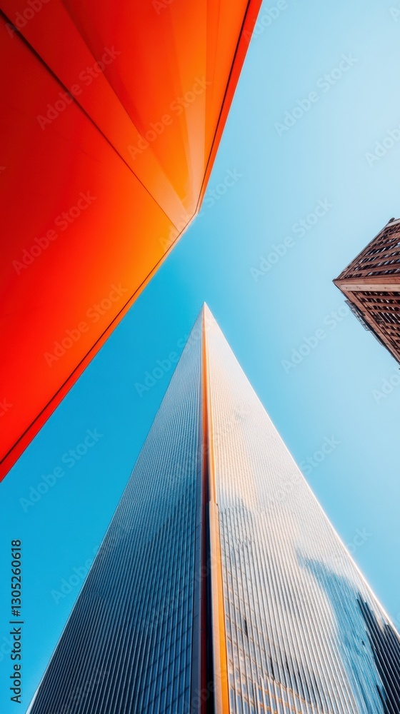 Aufkleber urban geometric symmetry vibrant architectural perspective showcasing modern corporate landscape wit