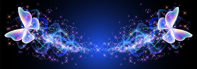 Flying butterflies with sparkle and blazing trail