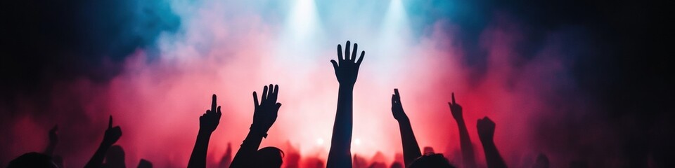 Immersive Concert Experience Gen Z Festival Euphoria - Vibrant Atmospheric Silhouettes Capturing Next-Gen Live Entertainment Energy and Collective Passion