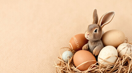 easter design easter eggs with easter bunny in light | generative AI