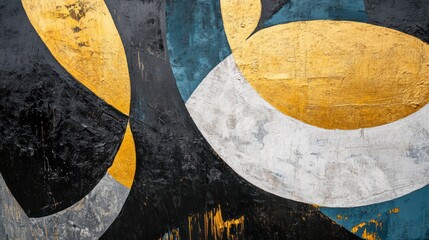 Abstract art, gold, teal, paint, texture, modern, background, wall decor