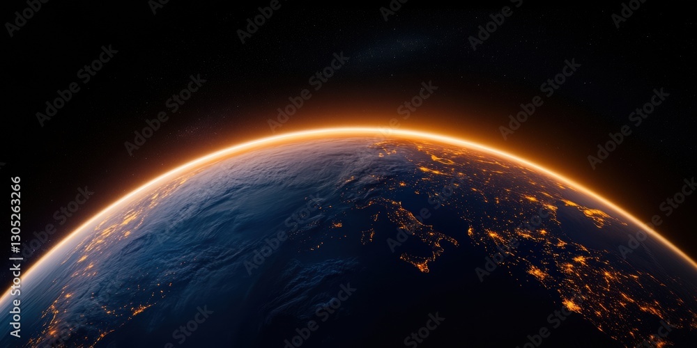 Aufkleber illuminated global network futuristic satellite perspective of earths nocturnal connectivity - inspi