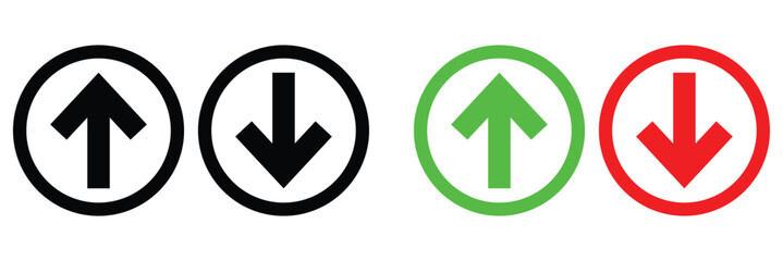 Arrow set vector, arrow up, arrow down. Red down green up arrow icon sign vector.
