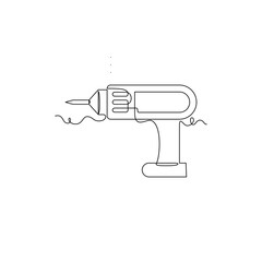 one line art Cordless Drill tool vector illustration. line art, one continuous line, simple, hand drawn and sketch style. for icons, symbols, signs or logos
